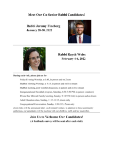 Flyer with details about the Rabbinic Candidate Visits
